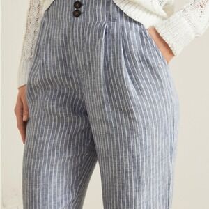 Garnet Hill Size 8 Strait Leg Linen Trouser New